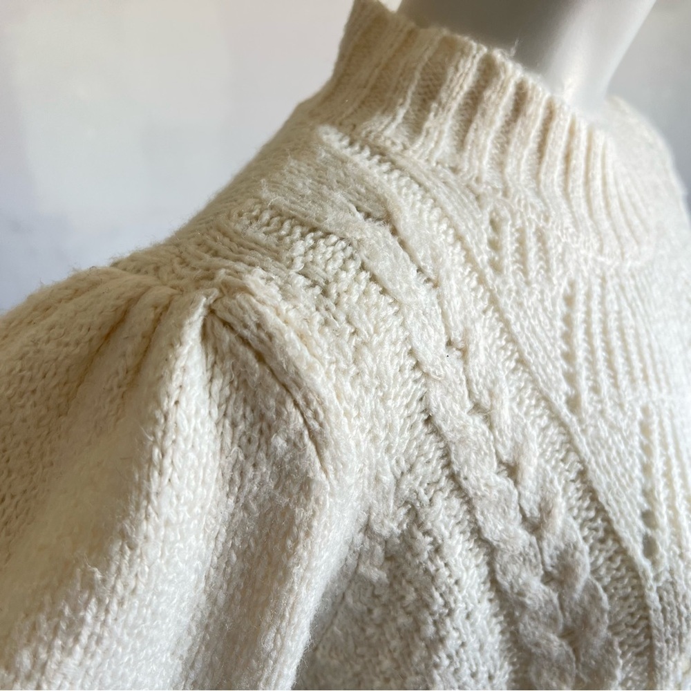 Cream Cable Knit Women's Sweater - Picture 2 of 4